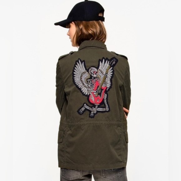 Zadig & Voltaire Jackets & Blazers - Zadig & Voltaire Kayak Bis jacket Military Green Skull Guitar Patch Women Sz M